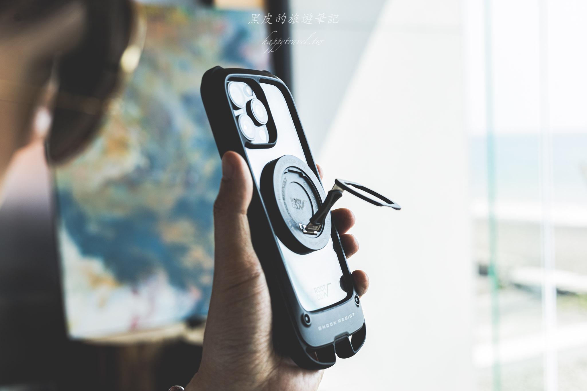 ROOT CO. MagSafe 360°旋轉磁吸摺疊支架 × iPhone 15 Pro Max 防摔殼